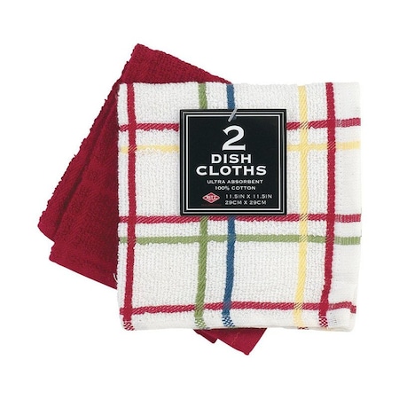 Ritz Ritz Paprika Cotton Check/Solid Dish Cloth 2 pk 27283